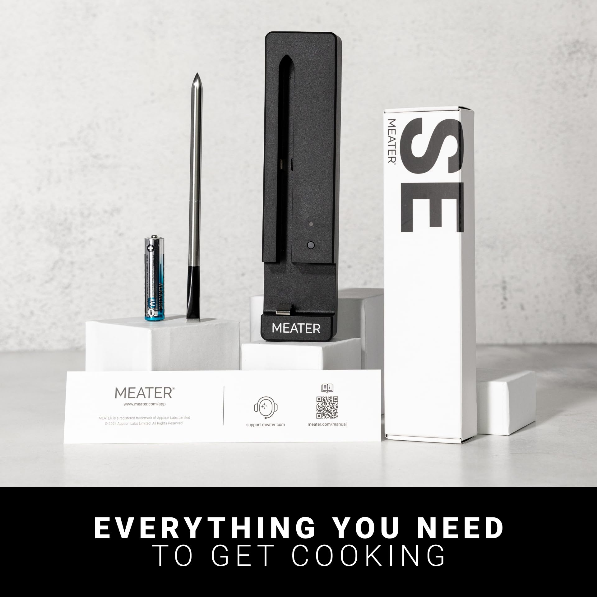 MEATER SE Wireless Smart Meat Thermometer, Black, Bluetooth, Grill & Oven