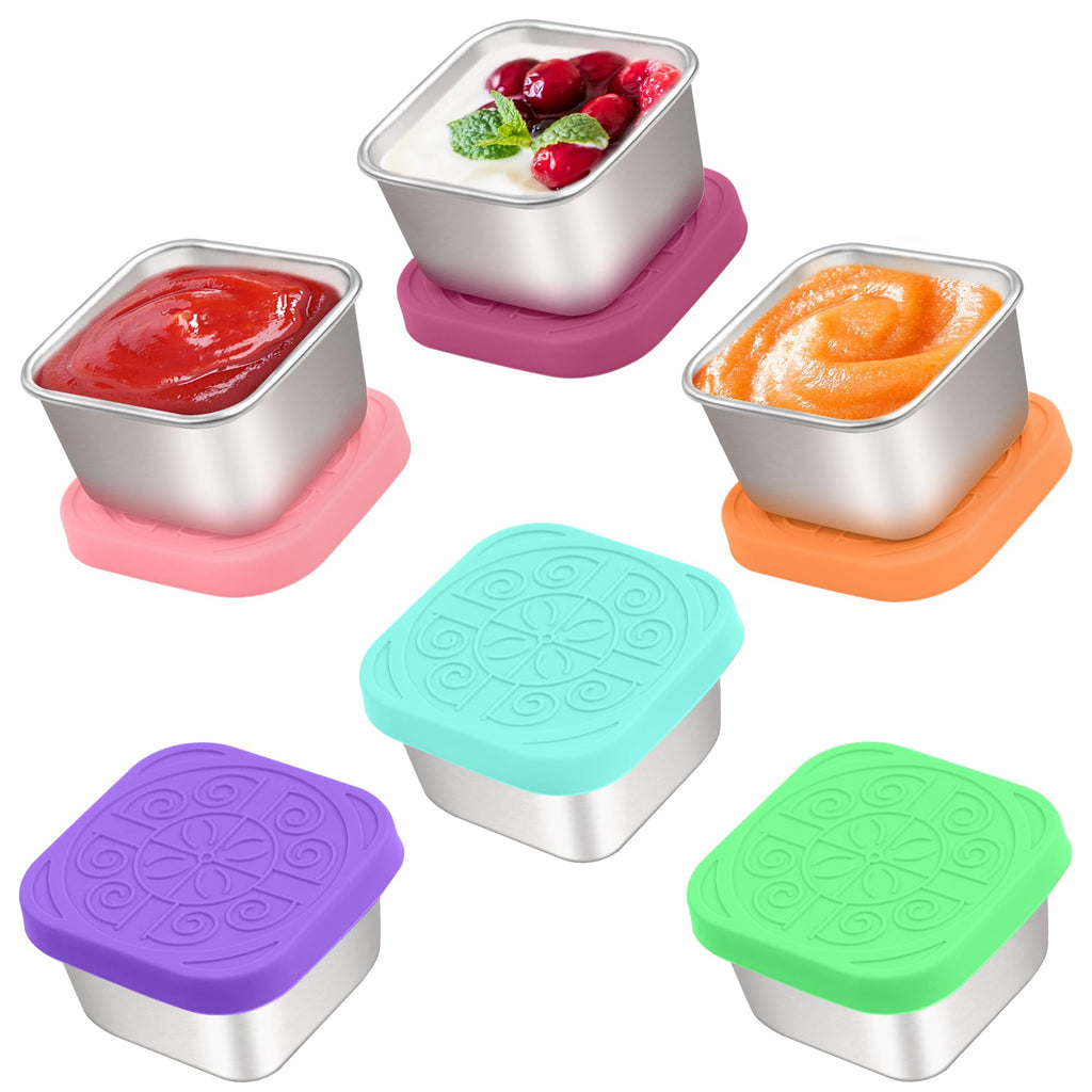 Qukaka 1.6 oz Stainless Steel Salad Dressing Containers with Lids, 6 Pack