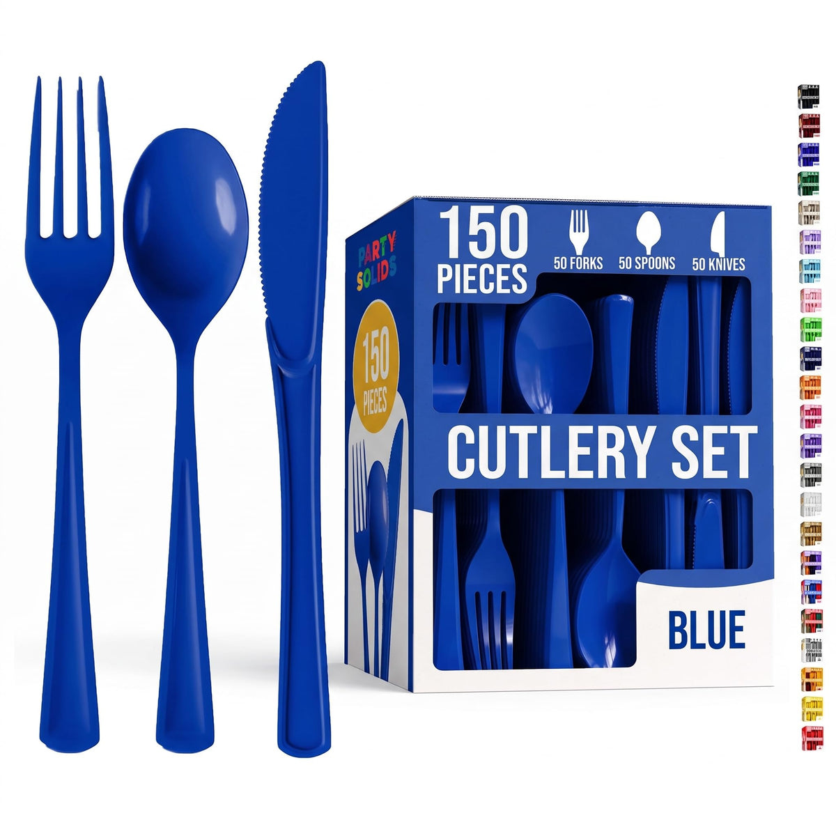 Party Solids Red Plastic Silverware 150 Pcs Red Cutlery Set