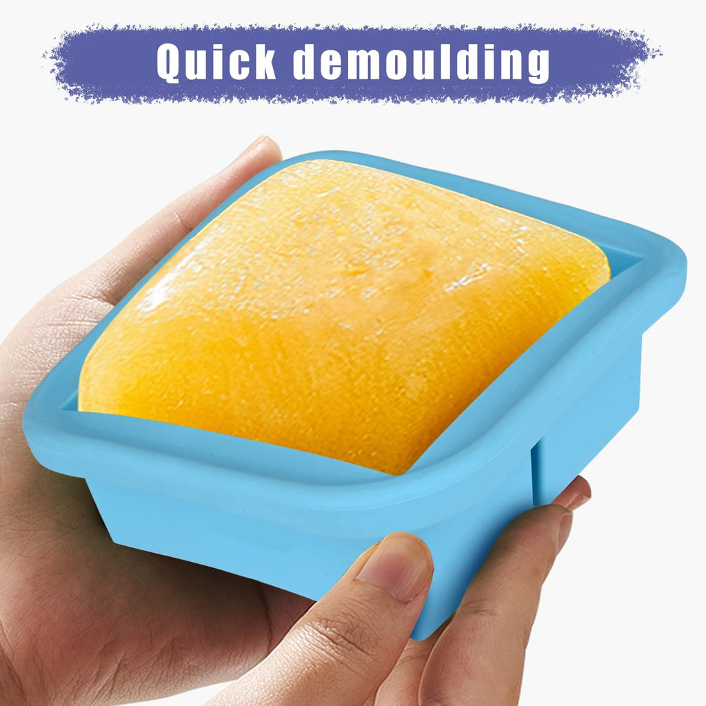 Kinggrand Kitchen 2 Cup Silicone Freezer Trays with Lid 2 Pack Silicone Freezer Molds Make 2 Perfect Soups, Broths, Stews, Sauces, Curries