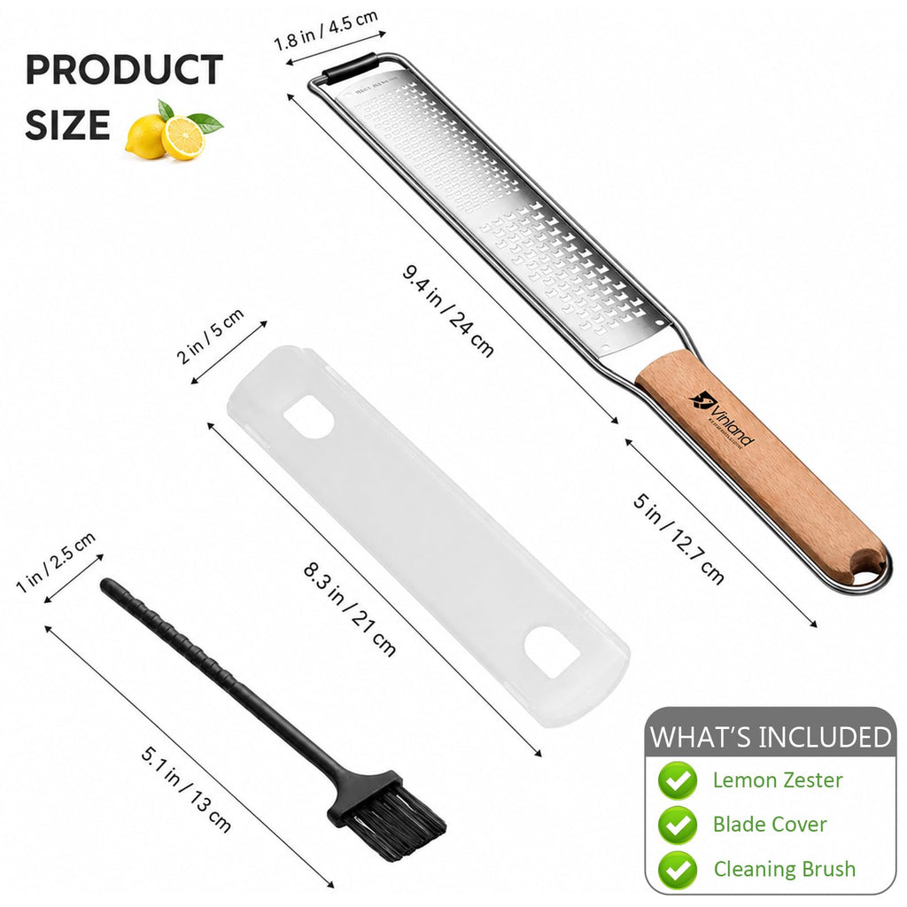 Citrus Lemon Zester & Cheese Grater (Razor-Sharp Stainless Steel Blade & Protect Cover) For Citrus, Parmesan Cheese, Lemon, Ginger, Garlic, Chocolate, Nutmeg, Vegetables and Fruits - Dishwasher Safe
