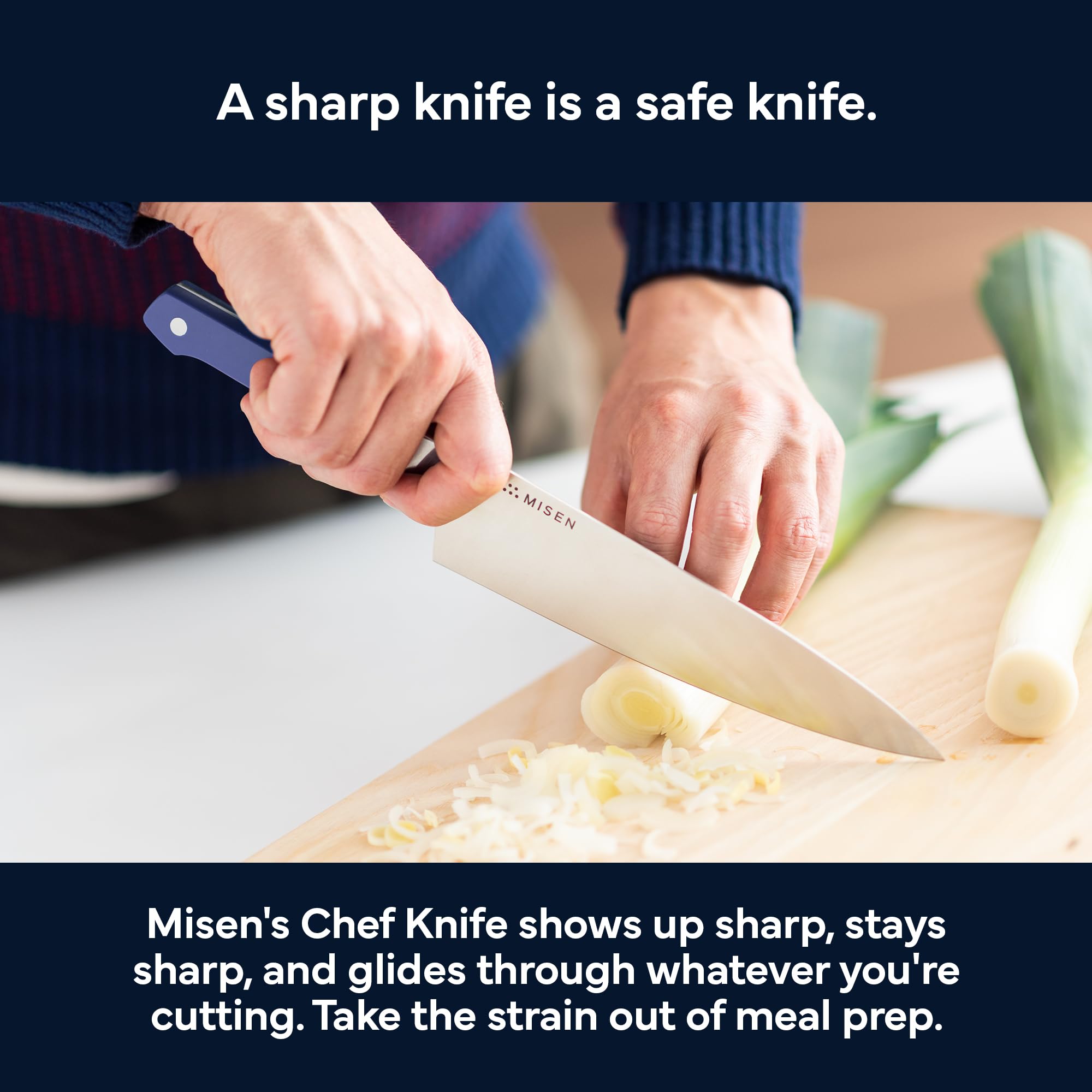 Misen 8 Inch Chef Knife, AUS-10 Japanese Stainless Steel - Blue