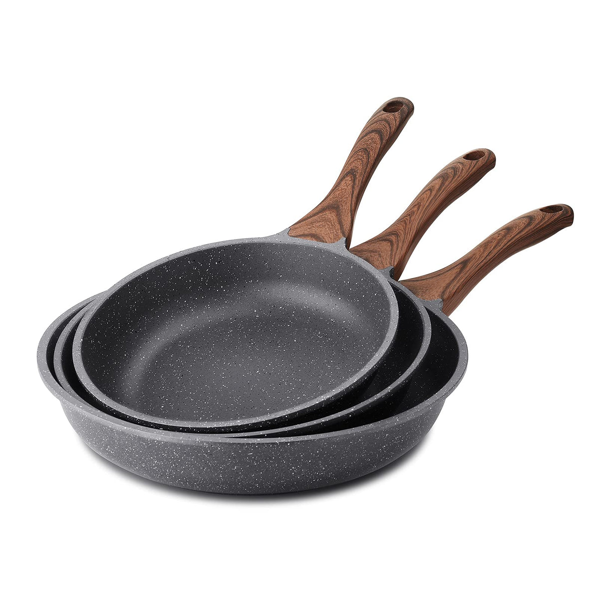 SENSARTE Nonstick Frying Pans, Grey(9.5 Inch Frying Pan and 5QT Saute Pan)