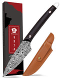 WILDMOK Fruit Knife Carving knives Stainless Steel 3.3 Inch Utility Knife Fruit and Vegetable Cutting Paring Kitchen Knife with Leather Case (B)