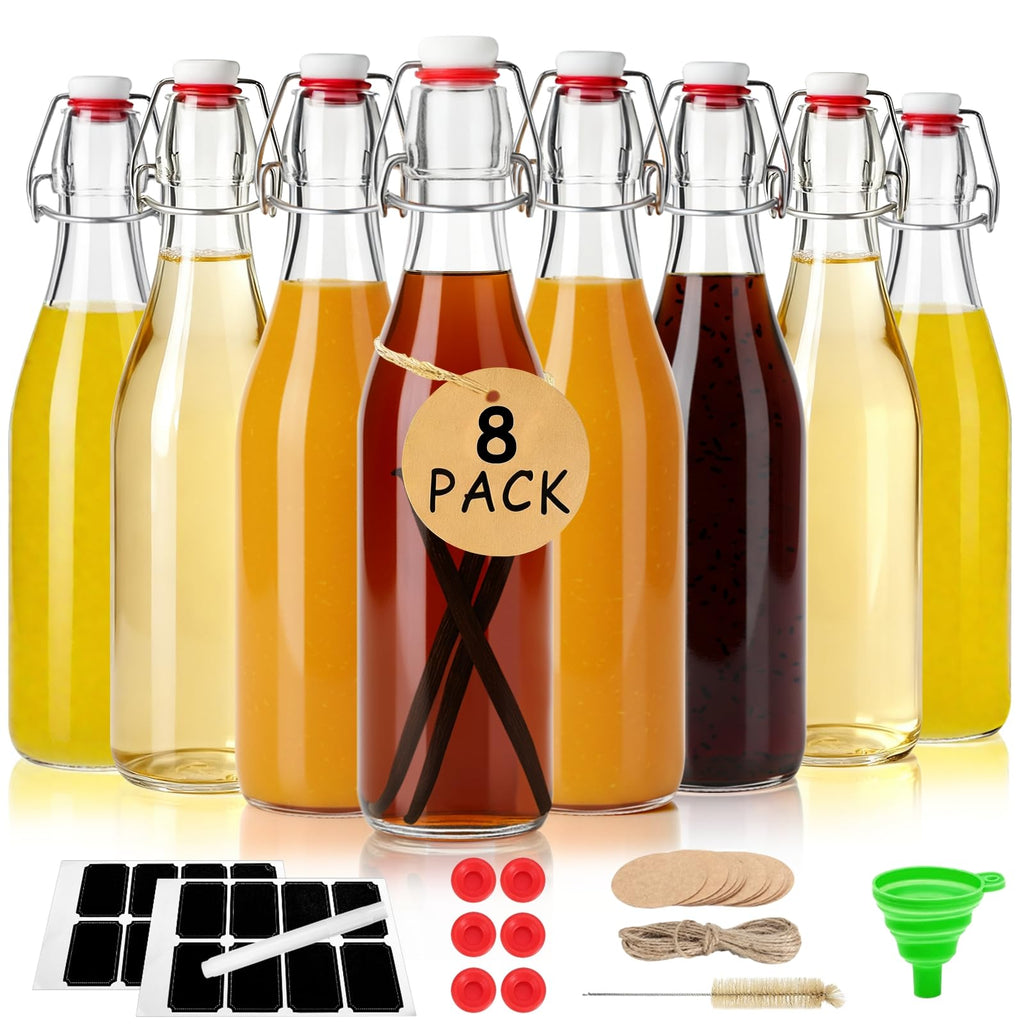 Ruckae 24pack 4oz Swing Top Glass Bottles with Airtight Lids for Vanilla