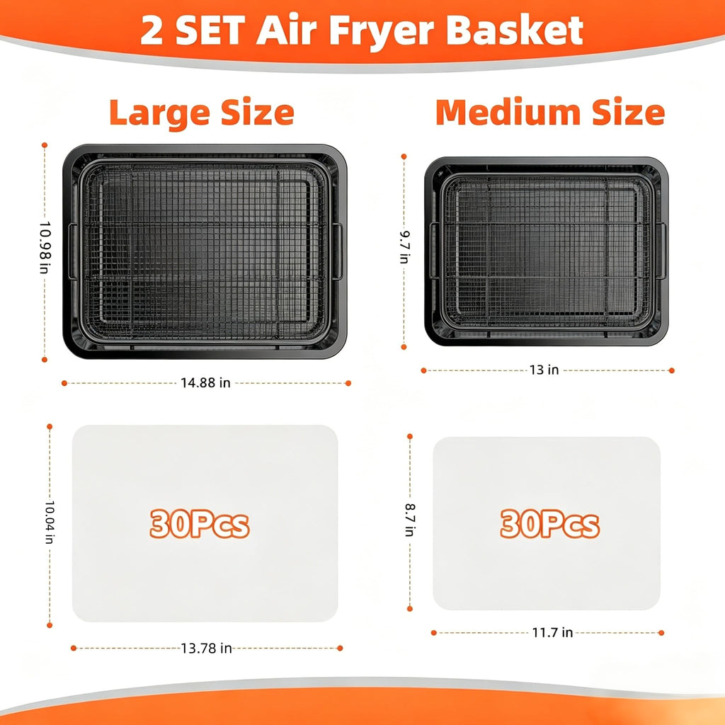 Air Fryer Basket for Oven,Oven Air Fryer Basket and Tray with Cooking Guide