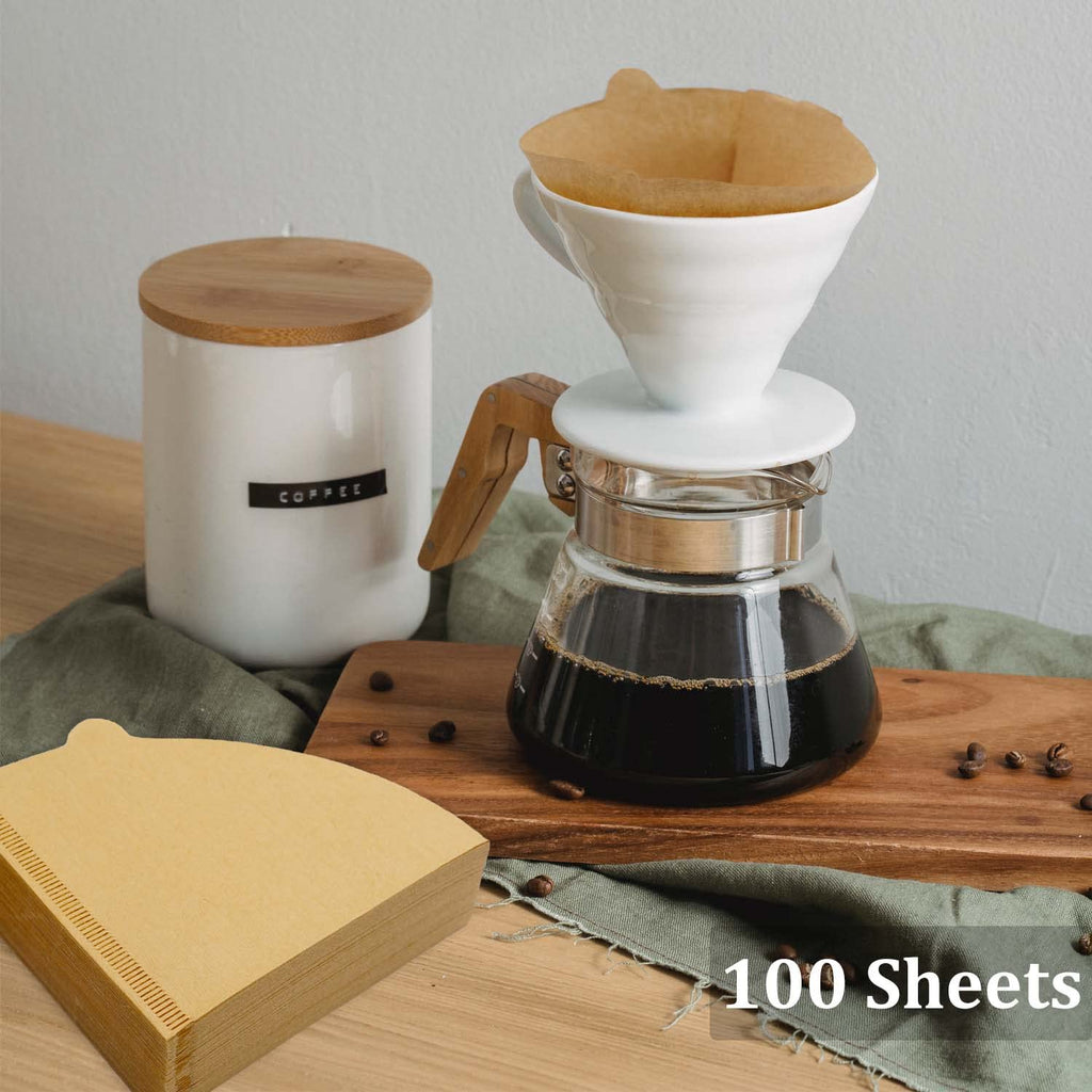 Cone Coffee Filters Size 02, 100 Count 1-4 Cups Unbleached V02 Disposable Coffee Filter Paper, Compatible with Conical Shaped Pour Over Coffee Dripper and Drip Coffee Maker