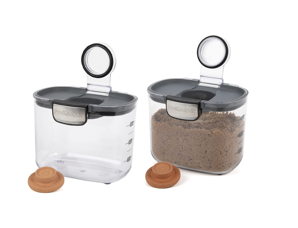 Progressive International ProKeeper+ Clear Plastic Airtight Food Baker's Kitchen Storage Organization Container Canister Set with Magnetic Accessories, 2- Piece Set (Specialty Sugar 1.5-Quart)
