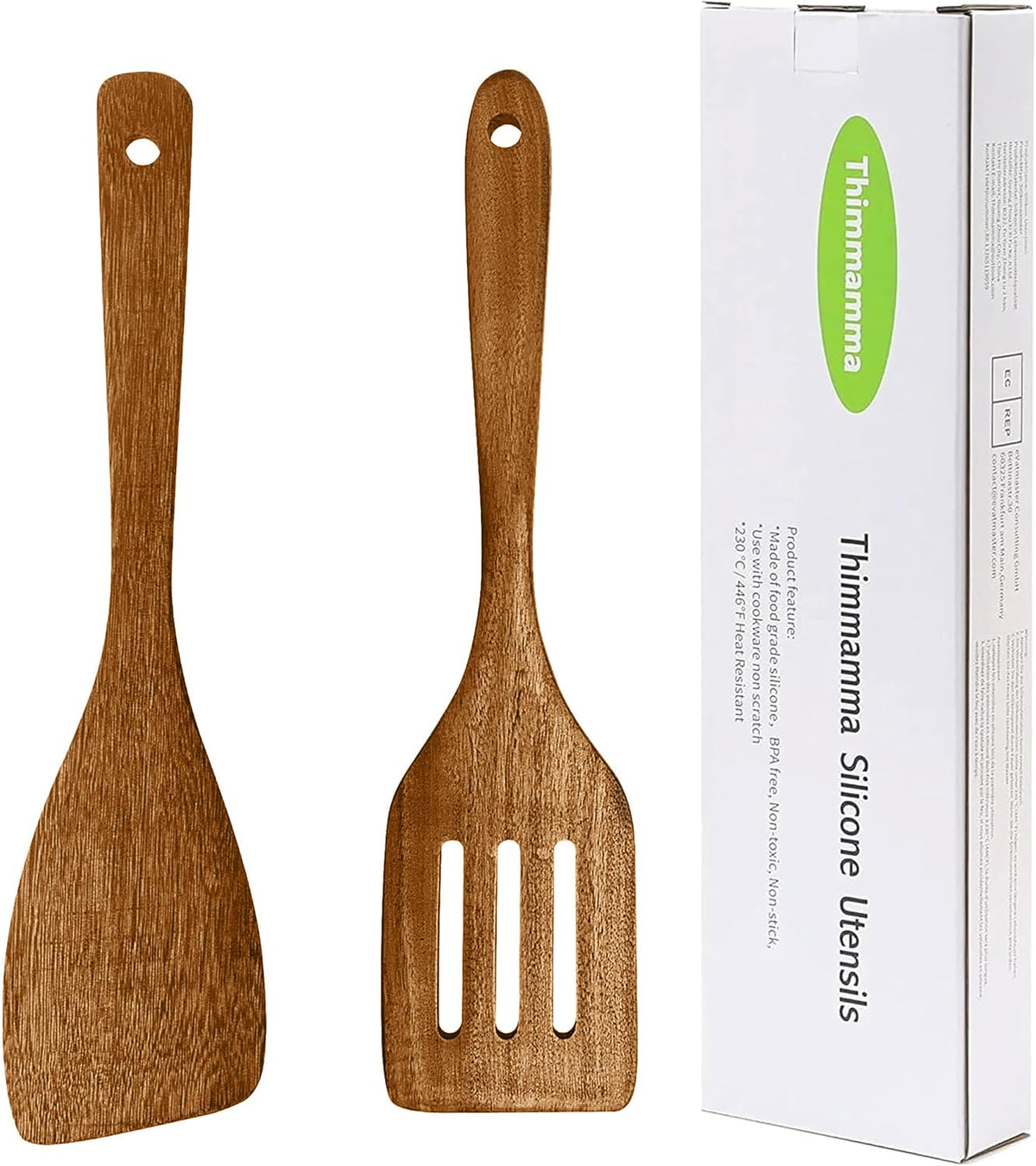 Wooden Spatula, Heat Resistant Cooking Wood Spatulas Spurtles for Non Stick Cookware Kitchen Use, Handmade Non Toxic Teak Wooden Cooking Utensil Spurtle Set for Cast Iron Baking Flipping, 4 Piece