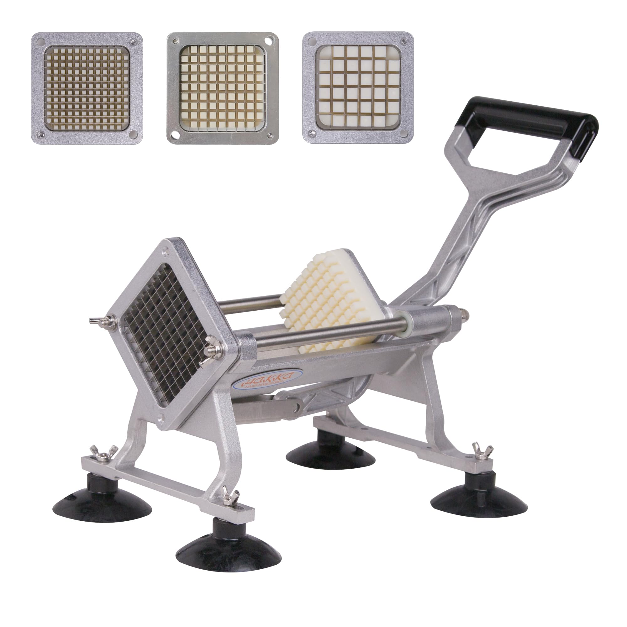 Hakka French Fry Cutter, Commercial Vegetable Chopper Potato Slicer Stainless Steel French Fries Machine with Suction Feet for Patatoes/Carrots/Cucumbers, including 3 Blades(1/4", 3/8",1/2")