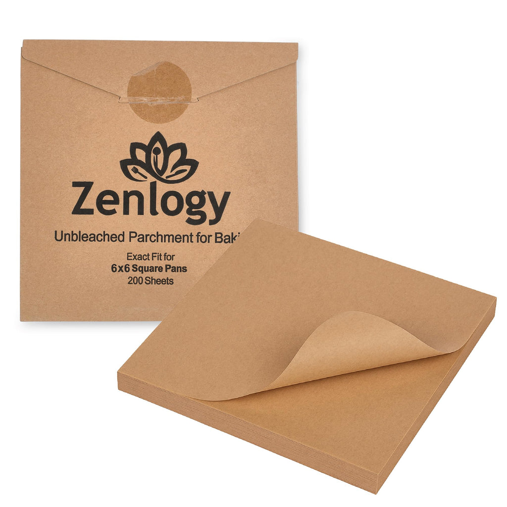 Zenlogy 10x10 Parchment Paper Squares, 200 Sheets, Unbleached, Pre-Cut