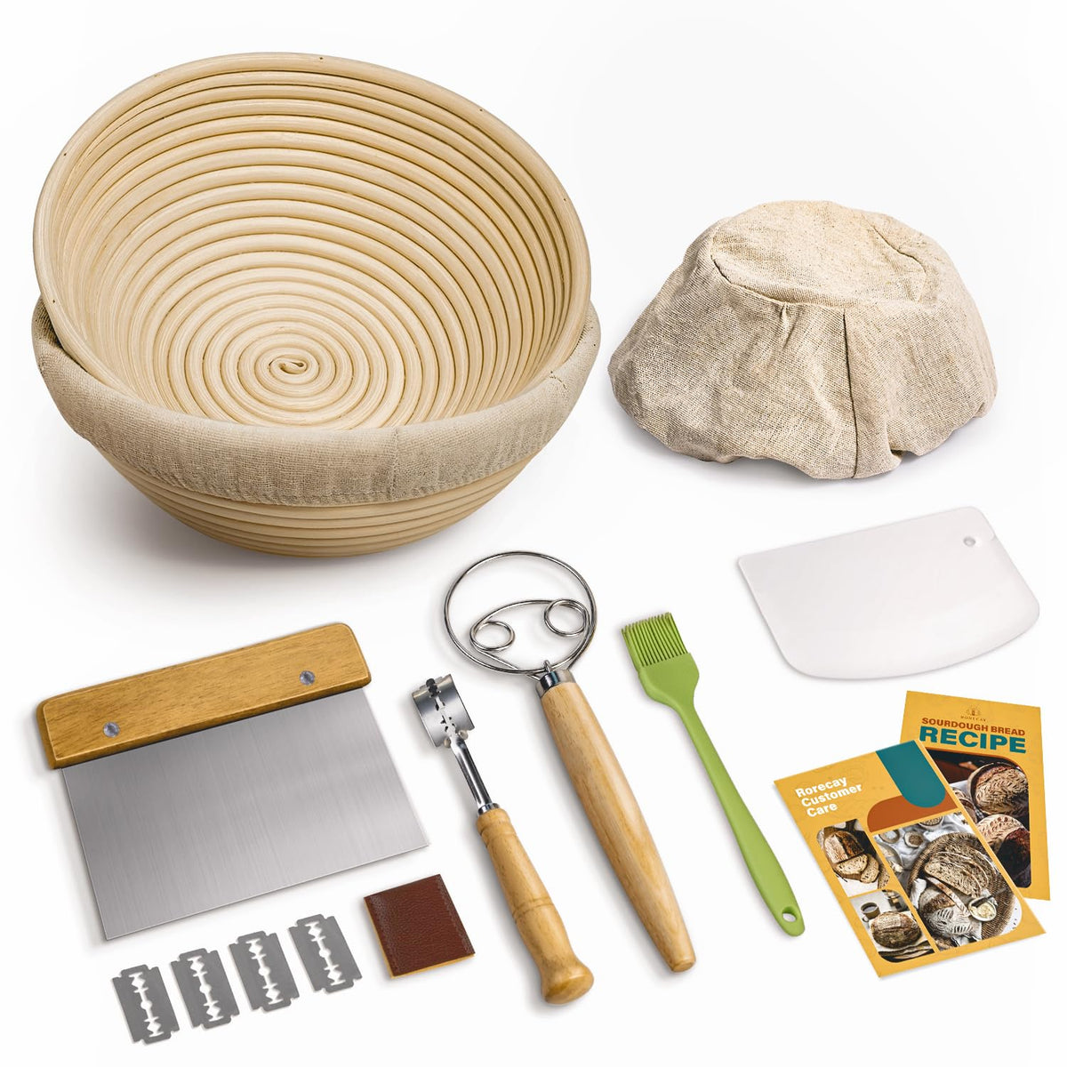 Rorecay Wood Pulp Banneton Bread Proofing Baskets, Set of 2, 9 Inch Round