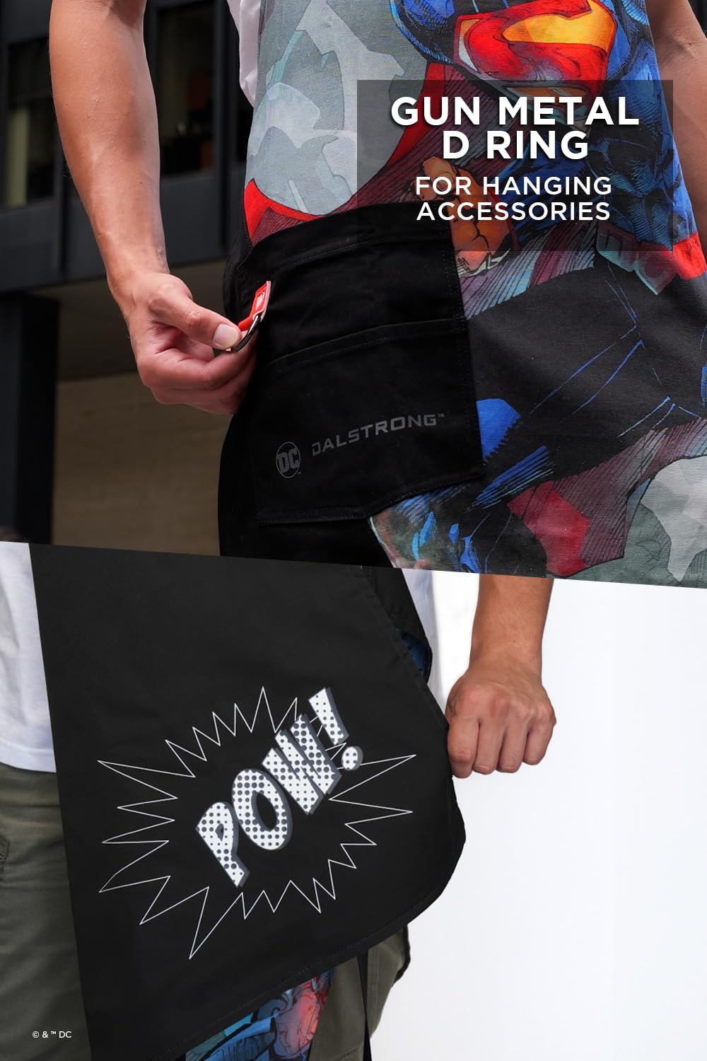 Dalstrong Chef Kitchen Apron - DC Superman™ Man of Steel Edition - Premium Cotton & Nylon Straps - 2 Pockets - Steel Hangloops-Unique Size Fit for All - Stain Resistant