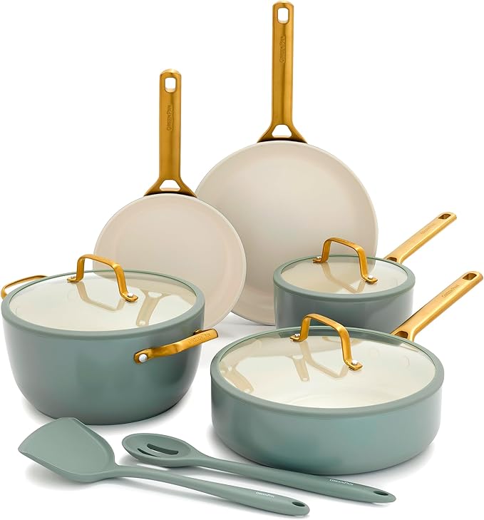GreenPan Nonstick Reserve Pro 10 Piece Cookware Set, NSF Certified Ceramic, Hard Anodized PFAS-Free Pots & Pans Set with Lids, Stainless Steel Handles, Oven & Dishwasher Safe