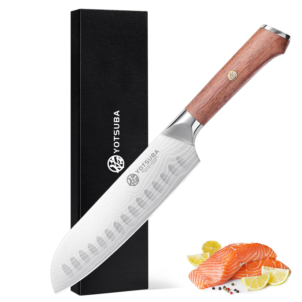 YOTSUBA Steak Knives Set of 6 with Full Tang Rosewood Handle