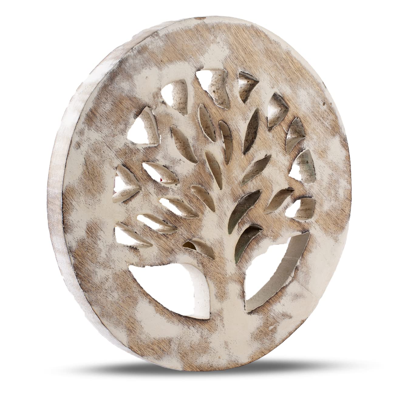 Handmade Wooden Trivet for Hot Dishes Plates & Pots Holder Hot Pad for Kitchen & Dining Table Decor Cookware Heat Resistant Rustic Decorative Carvings Tabletop Home & Dining Table Essentials (White)