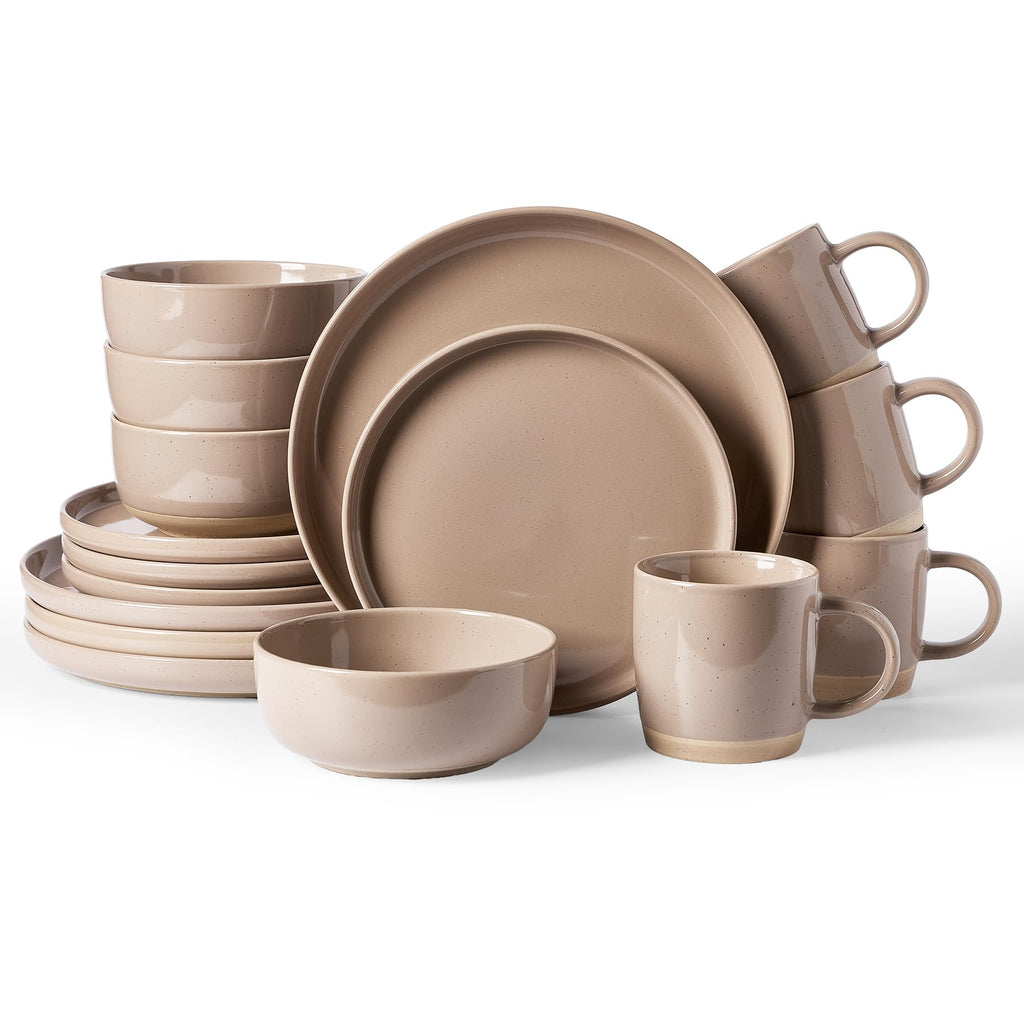 Famiware Milkyway 16-Piece Dinnerware Set with Mugs, Dark Gray