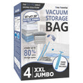 Cozy Essential Vacuum Storage Bags, 80% Compression Vacuum Seal Space Saver Plastic Packaging Bags for Clothes, Blankets, Pillow, Bedding, Comforters, Sealer Clothing Storage,4 XXL Jumbo