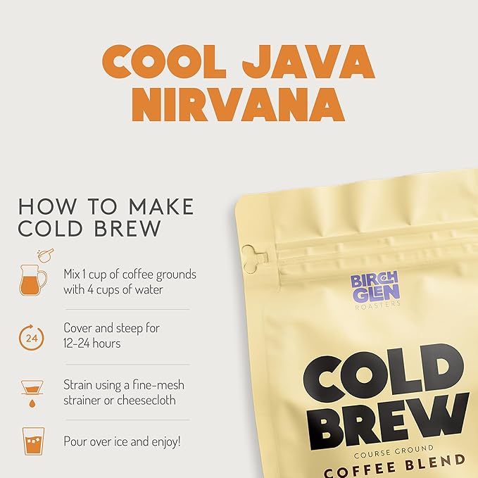 Birch Glen Roasters Cold Brew Coffee | Flavored Coarse Ground Coffee | Artisanal Roasting | 100% Arabica |1 LB | Peanut Butter & Jelly