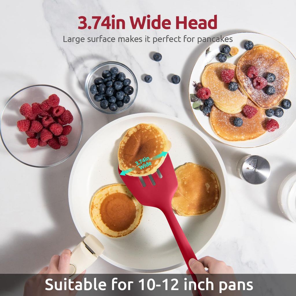 U-Taste Silicone Turner Slotted Spatula, 13.6" Long/3.7" Wide, Red