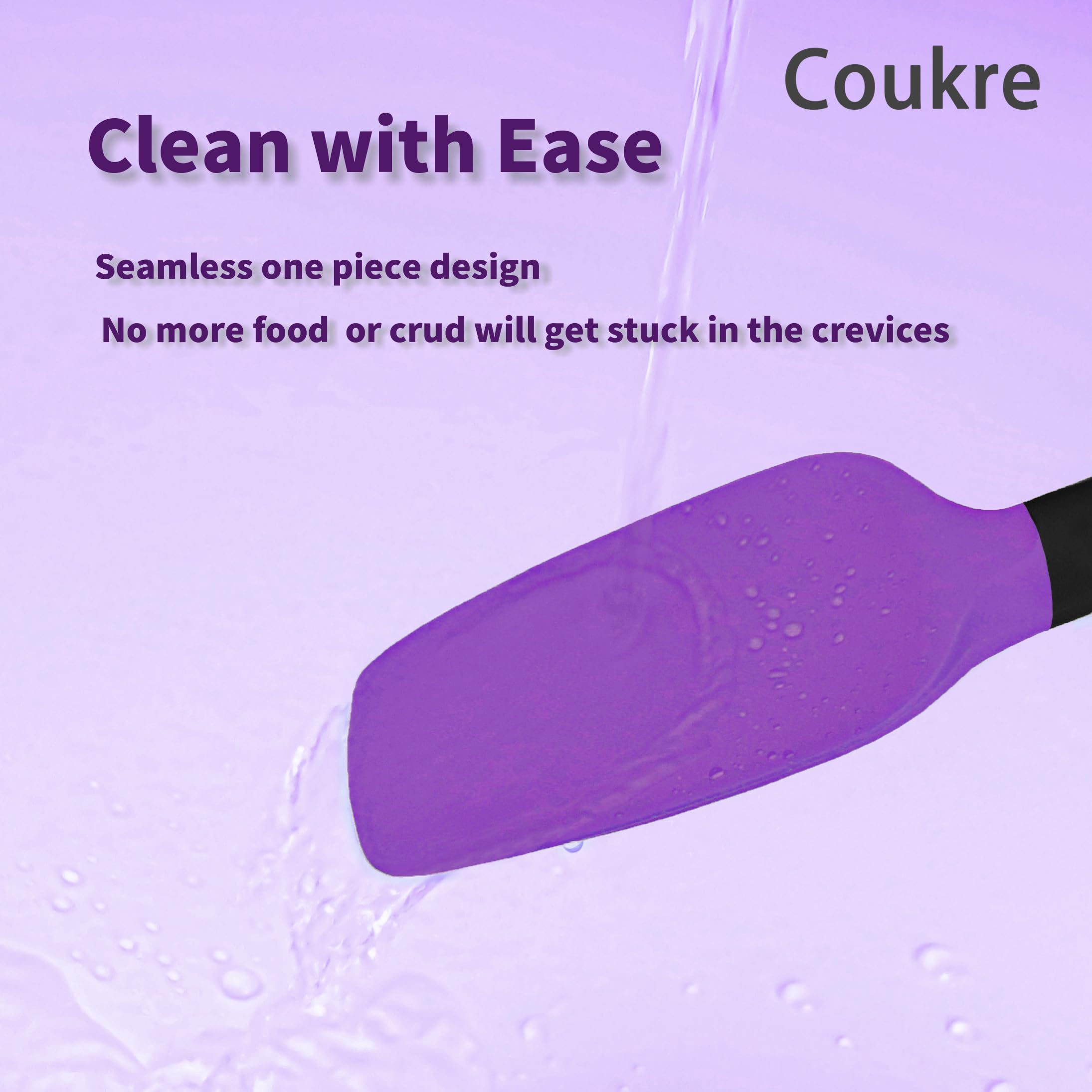 Coukre Silicone Spatula Set of 5,High Temperature Resistant, Food Grade Silicone, Dishwasher Safe, for Baking, Cooking (Purple Black)