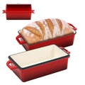 Northriver Casting Enameled Cast Iron Loaf Pan with Lid, Best Bread Oven, Bread Loaf Pans for Baking Homemade Sourdough Bread 9x5, 2 Piece set, Flame