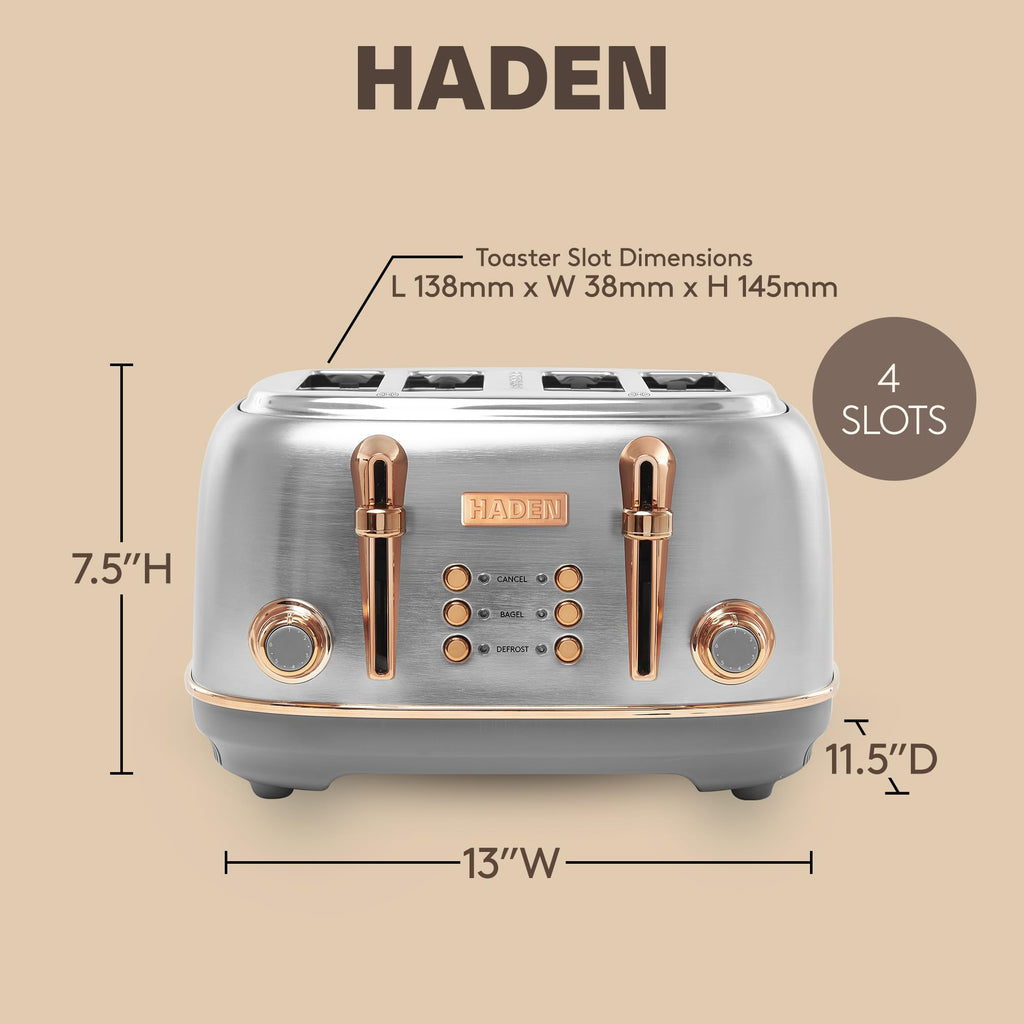 Haden Heritage 4 Slice Wide Slot Stainless Steel Toaster