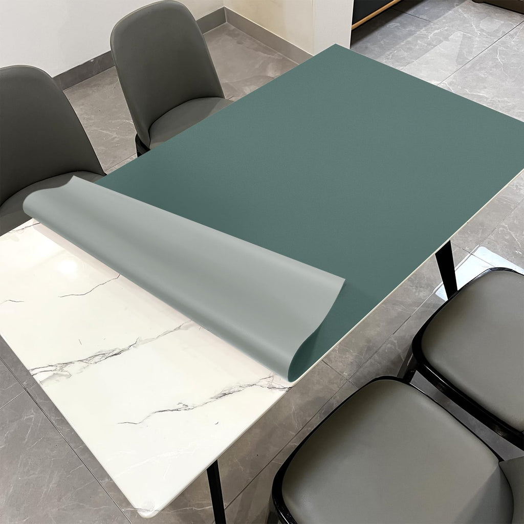 Zinkooat Faux Leather Table Cover,1.8mm Thick,36x60 Inch Table Protector,Table Protector for Dining Room Table,Dining Table Cover,Table Cover Protector(Mud Color+Champagne Gold,36x60)