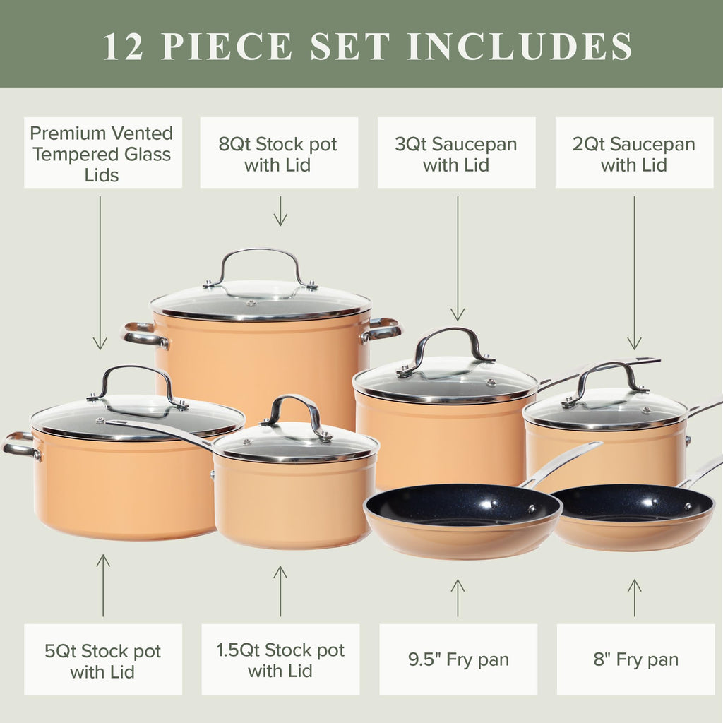 Nuwave Healthy Duralon Blue Ceramic Nonstick Cookware Set, PFAS Free