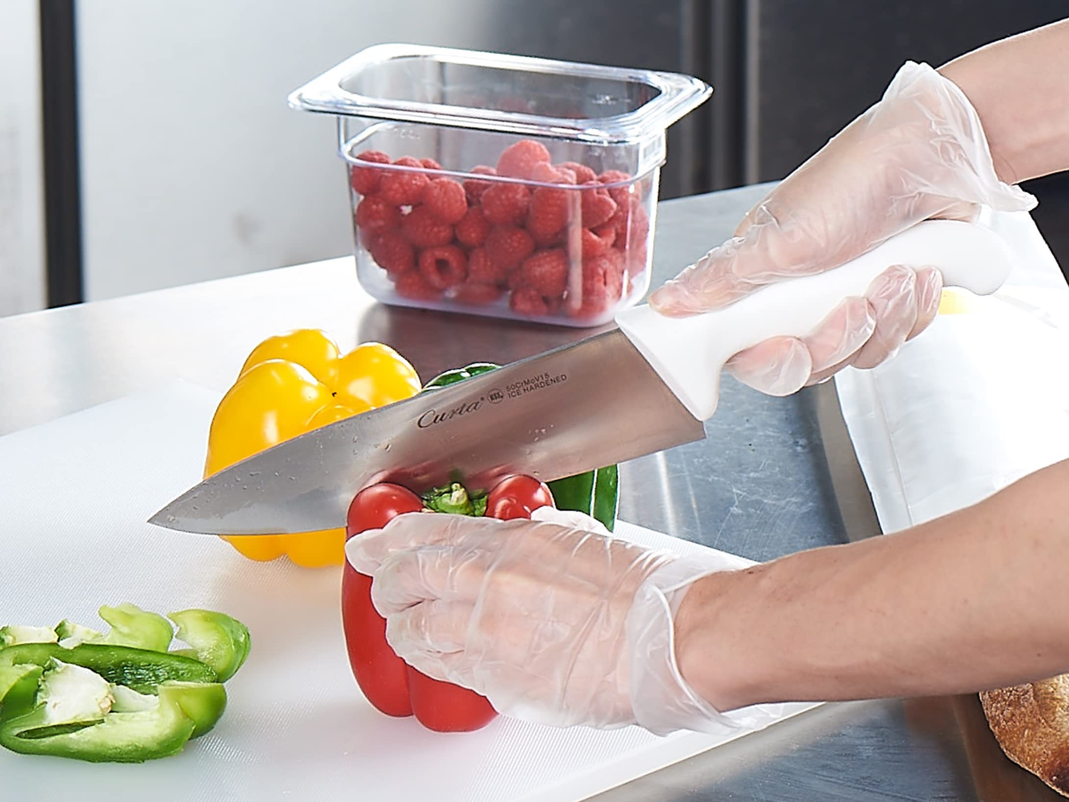 CURTA Cutting Boards for Kitchen, 20" x 14" x 0.5" White Color Coded Plastic Commercial Chopping Board with Anti Slip Surface Dishwasher Safe