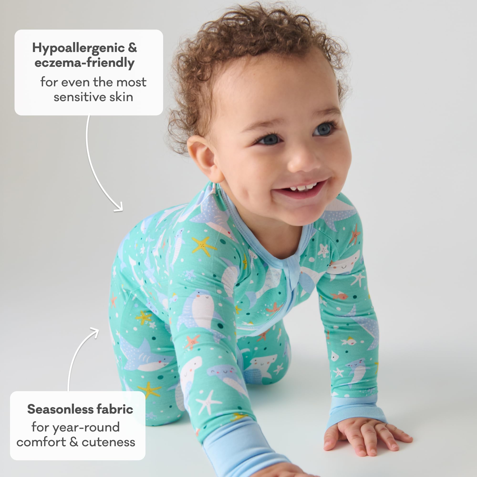 Little Sleepies Baby Pajamas, Shark Soiree, 18-24M