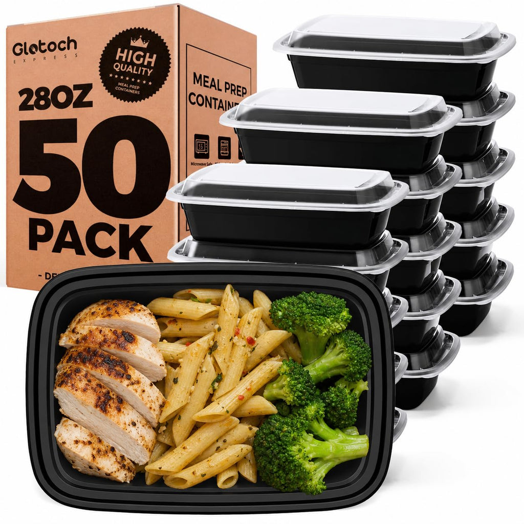 Glotoch Express Meal Prep Containers with Lids 16oz 50 Pack Leakproof