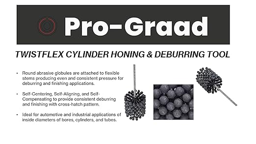 TwistFlex Cylinder Hone | 3-1/2" 240AO for Brake Cylinders, Valve Guides, Hydraulics, 3.5" Diameter for Hole Diameters 3.26"- 3.51" | Aluminum Oxide 240 Grit | 0.315" Shank | 13.5" Length