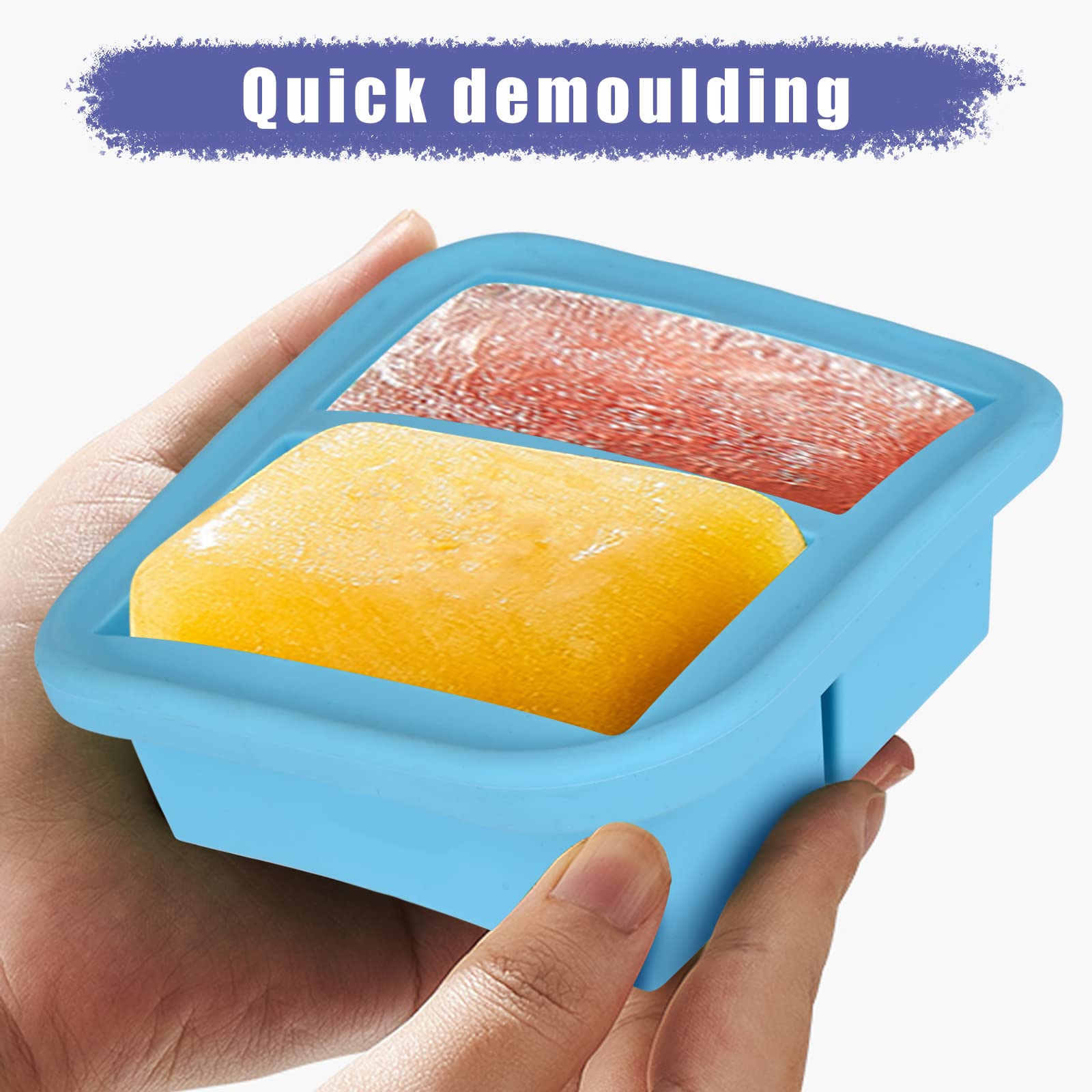 Kinggrand Kitchen 1 Cup Silicone Freezer Molds Silicone Freezer Tray with Lid 4 Pack Soup Freezer Containers Make 8 Soups, Broths, Stews, Sauces, Curries