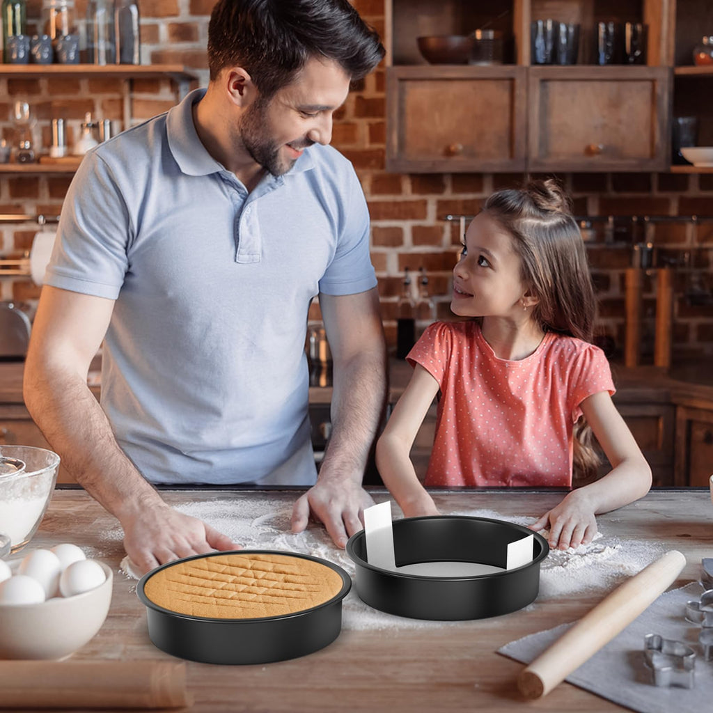 AltarreT 8 Inch Round Cake Pan Set of 3, Nonstick Baking Pans with 100PCS Parchment Paper, Dishwasher Safe