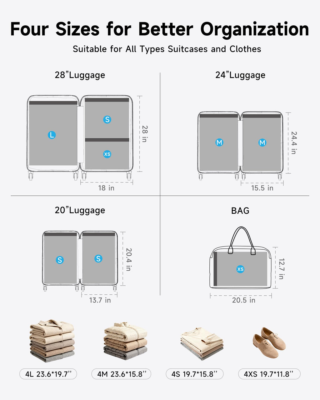 16 Pack Travel Vacuum Bags with Upgraded Rechargeable Pump, 4 Sizes Space Saver Vacuum Storage Bags for Luggage and Suitcase, Compression Bags for Packing, Vacuum Seal Bags for Clothing Travel
