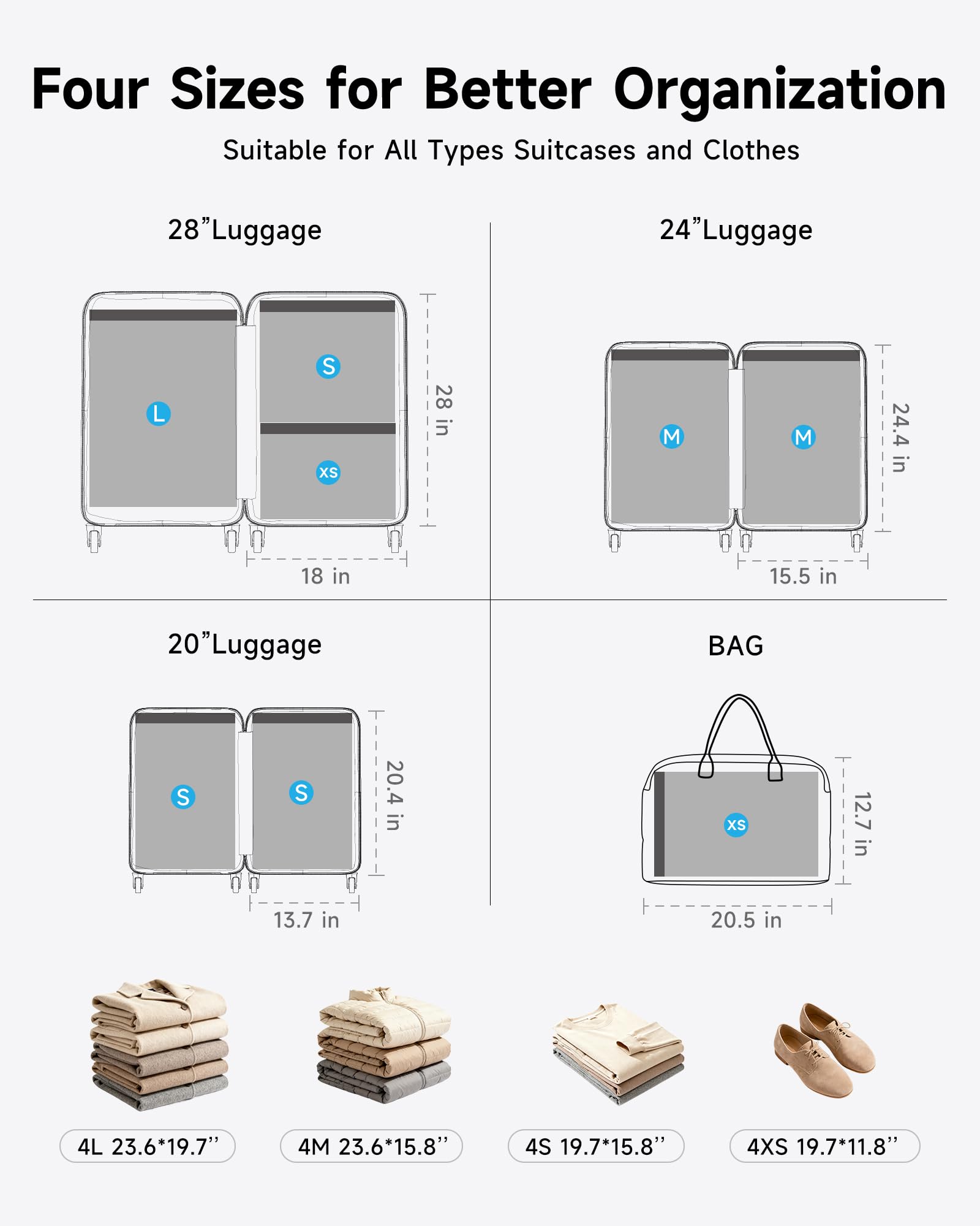 16 Pack Travel Vacuum Bags with Upgraded Rechargeable Pump, 4 Sizes Space Saver Vacuum Storage Bags for Luggage and Suitcase, Compression Bags for Packing, Vacuum Seal Bags for Clothing Travel