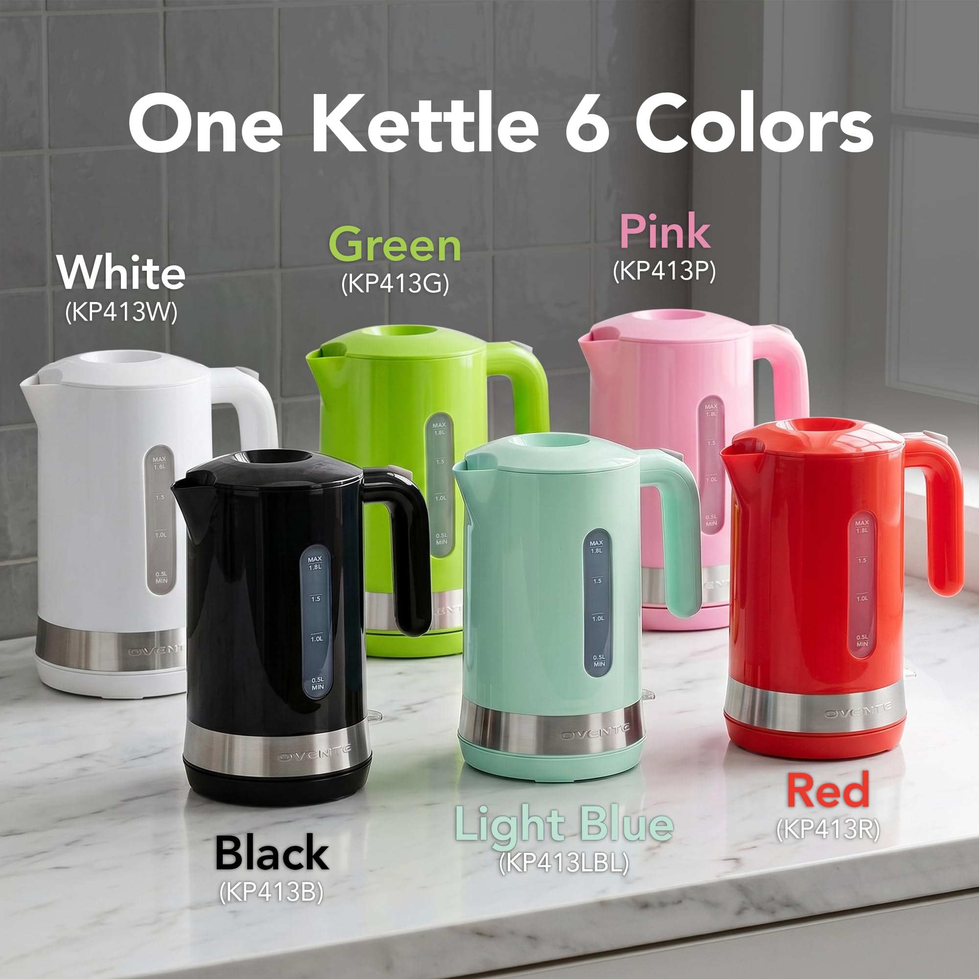 OVENTE 1.8L Electric Kettle with 1500W Fast Boiling Heater, Green KP413G