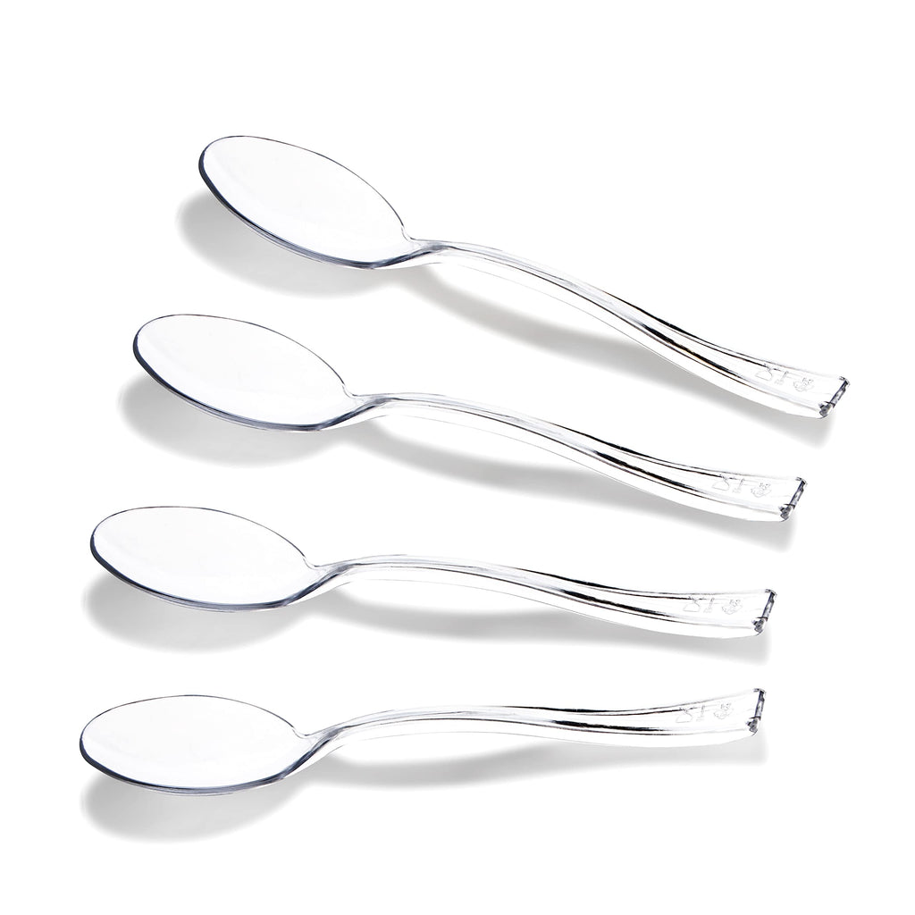 WDF 300PCS Plastic Gold Mini Spoons - 4 Inches Gold Plastic Desserts Spoons, Heavy Duty Disposable Spoons Perfect for Coffee, Cake, Appetizers,Ice Cream,Wedding, Birthday, Party