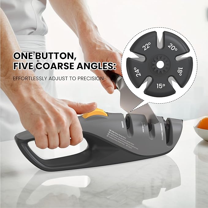 5 Angle Adjusted Knife Sharpener with Self-adapted Fine Slot Kitchen Knife Sharpener Premium Handheld Blade Sharpener Works for Most Kitchen Chefs & Serrated & Bread Knives, Scissors 1