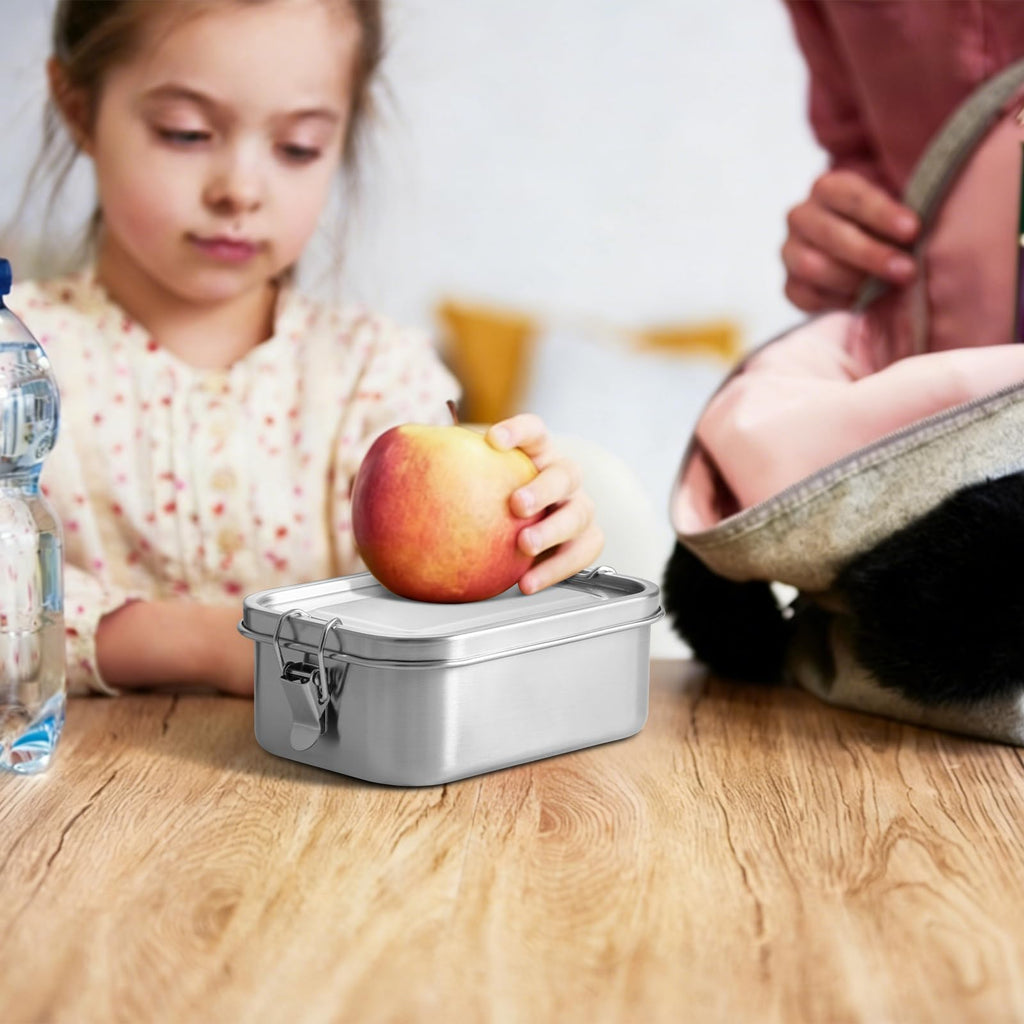 GOLDEN KEY 27oz Stainless Steel Bento Box for Kids,800ml Stainless Steel Lunch Box with Leakproof Condiment Container,3 Compartment Snack Containers,Freezer & Dishwasher Safe (Green)