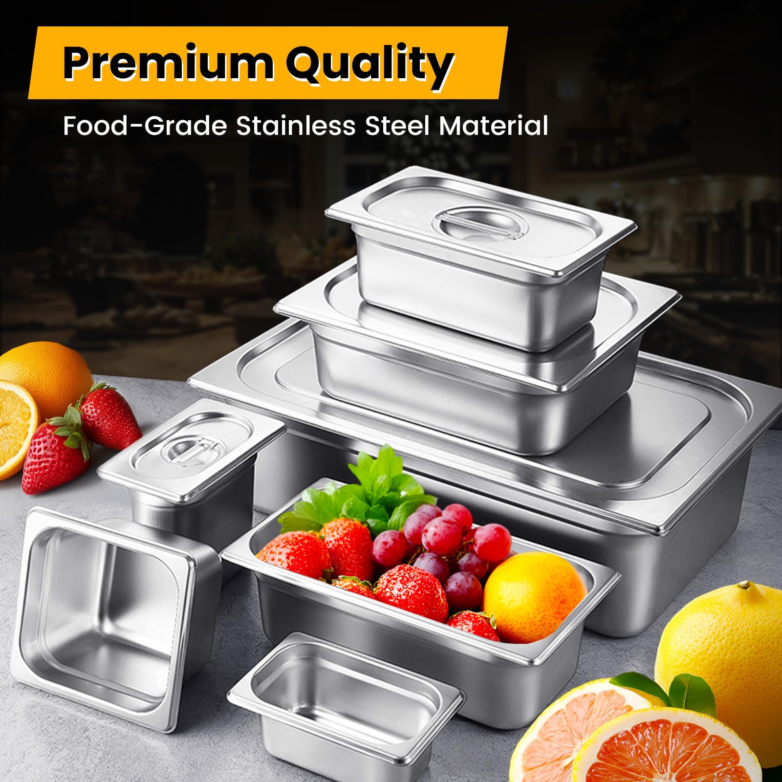 Aplancee Full Size Hotel Pans 6 Inch Deep Stainless Steel Food Pan - Anti-Jam 6 Pack Steam Table Pan Set for Catering, Buffet Use, Kitchen Prep