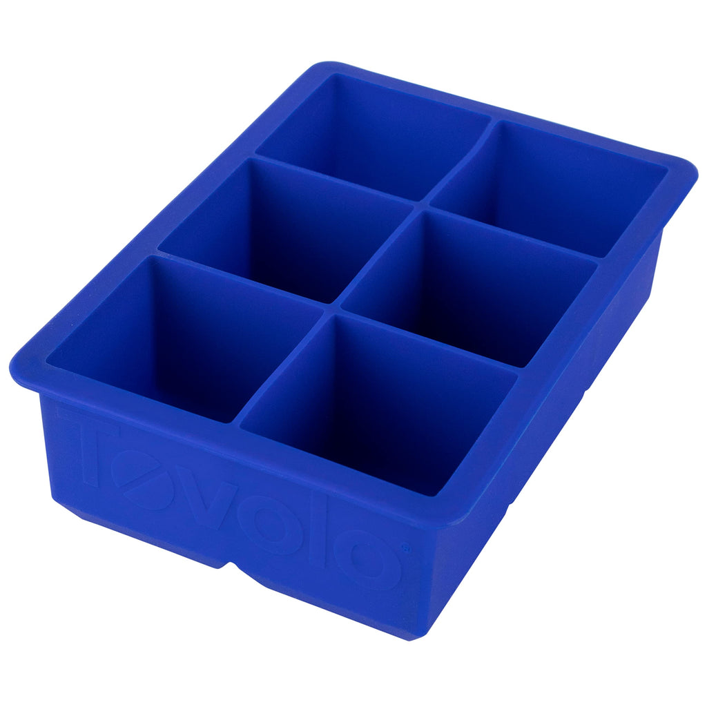 Tovolo Large 2” King Cube Ice Tray Stratus Blue Ice Cube Trays for Whiskey Cocktails Smoothies, Big Square Ice Cube Mold Silicone Freezer Tray for Perfect Rock Cubes BPA Free Dishwasher Safe