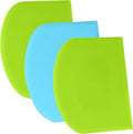 SURDOCA Dough Scraper Bench Scraper - 3P 4.7x3.7" Plastic Flexible Bowl Scraper, Sharp Edge & Angles Cake Scraper. Non-Slip Bakeware Decorating Tools Sculpting & Modeling Tools - Green+Blue+Green