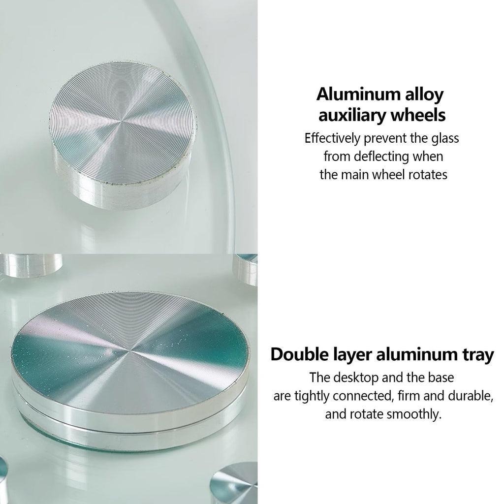 DSEWTEZXI Restaurant Glass Rotating Centerpiece Tray, Commercial Cake Serving Lazy Susan Turntable, Rotating Serving Tray for Dining Table, Lazy Susan for Table top, for Home, Party, Hotel