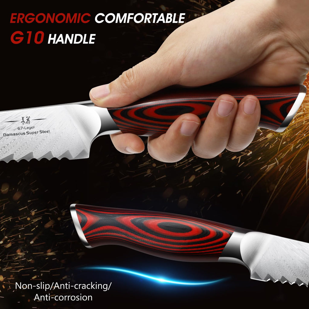 HOSHANHO 8" Damascus Bread Knife, Ultra Sharp Serrated Sourdough Knife