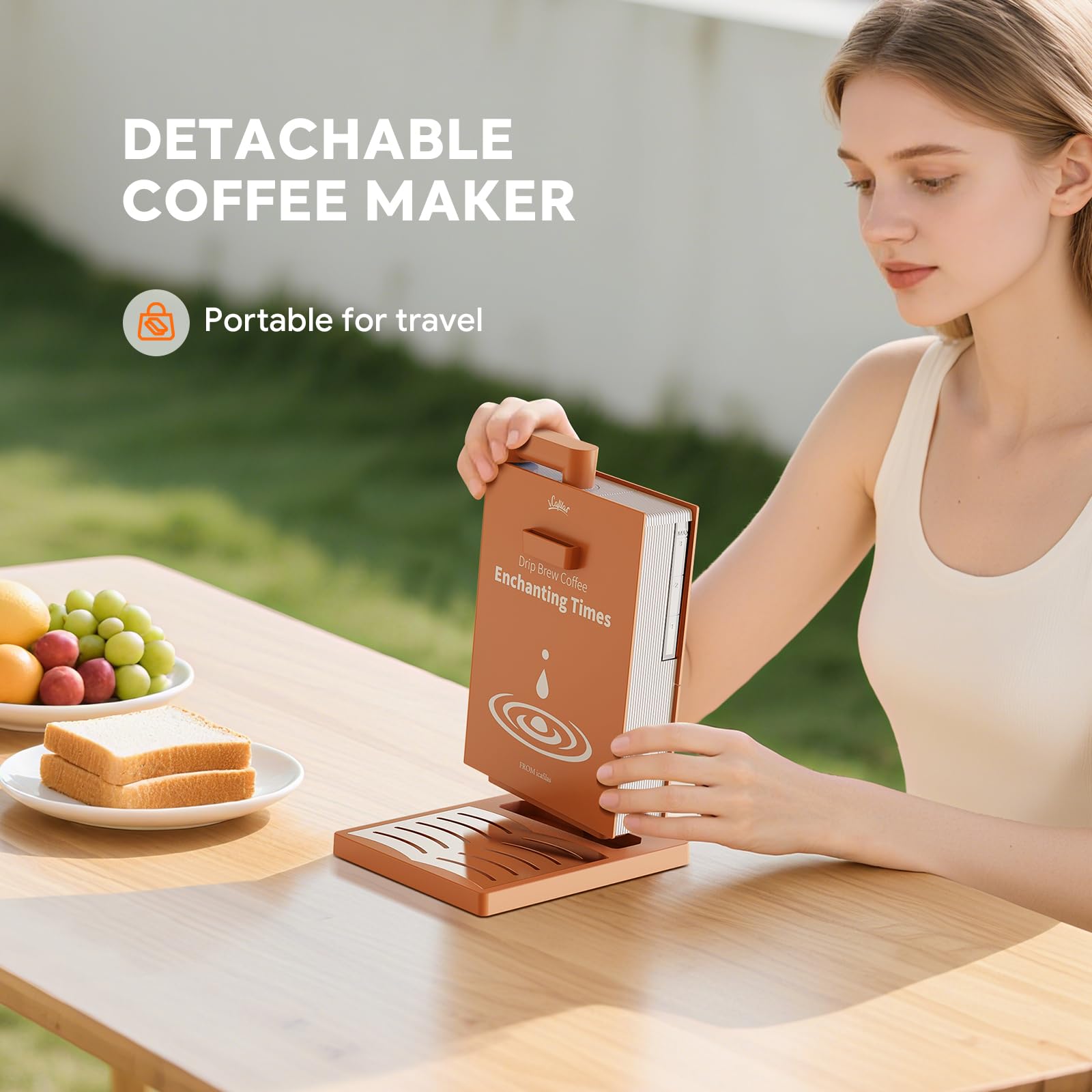 i Cafilas Portable Detachable One Cup Coffee Maker,Automatic Pour Over Coffee Maker, Portable Drip Coffee Maker with Reusable Filter for Home,Office,Hotel,Traveling or Business Trip,300ml,10oz