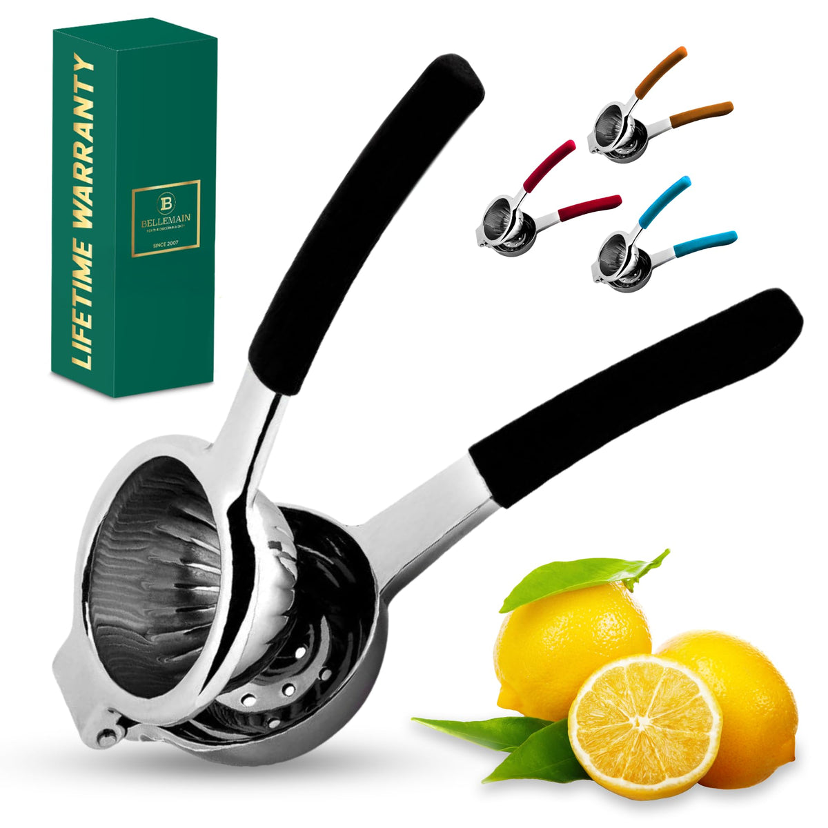 Bellemain Metal Lemon Squeezer, Stainless Steel Citrus Juicer, white
