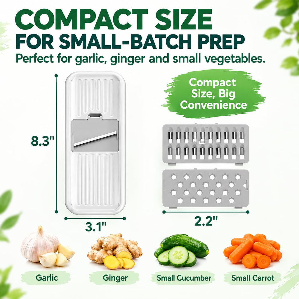 Badelite Mini Garlic Slicer Multi-Functional Mandoline Slicer Veggie Shredder Garlic Ginger Grinder Vegetable Mandoline Cutter with Container