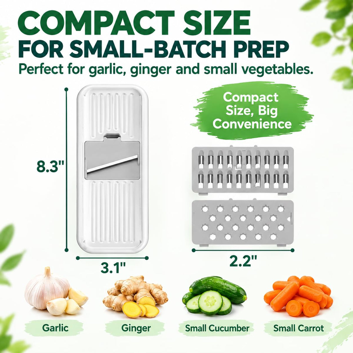 Badelite Mini Garlic Slicer Multi-Functional Mandoline Slicer Veggie Shredder Garlic Ginger Grinder Vegetable Mandoline Cutter with Container